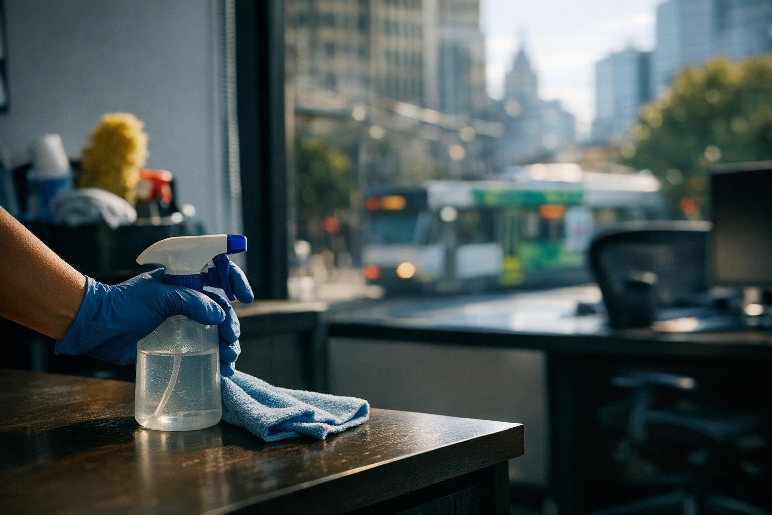 Breakroom Sanitization in Office Cleaning: Breakroom Sanitization is the thorough cleaning and disinfection of employee break areas — visual guide