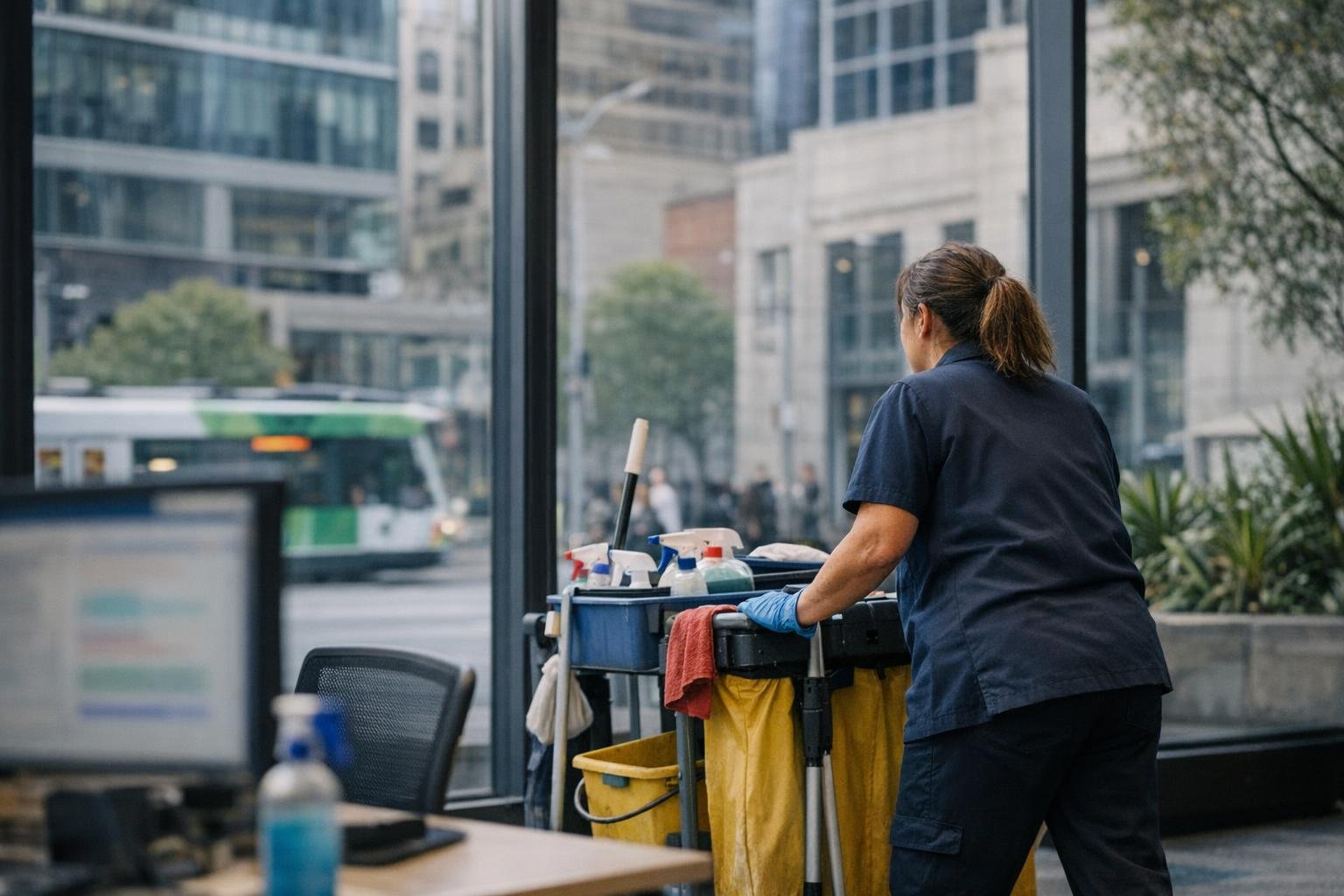 External Wall Cleaning in Office Cleaning: External Wall Cleaning is the professional removal of dirt, algae, pollution, and — visual guide