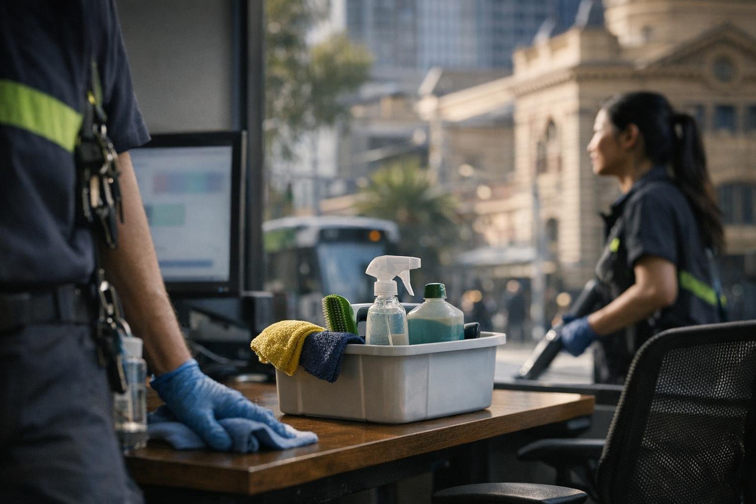 How High Touch Point Disinfection applies to Office Cleaning services in Melbourne CBD, Australia — practical illustration