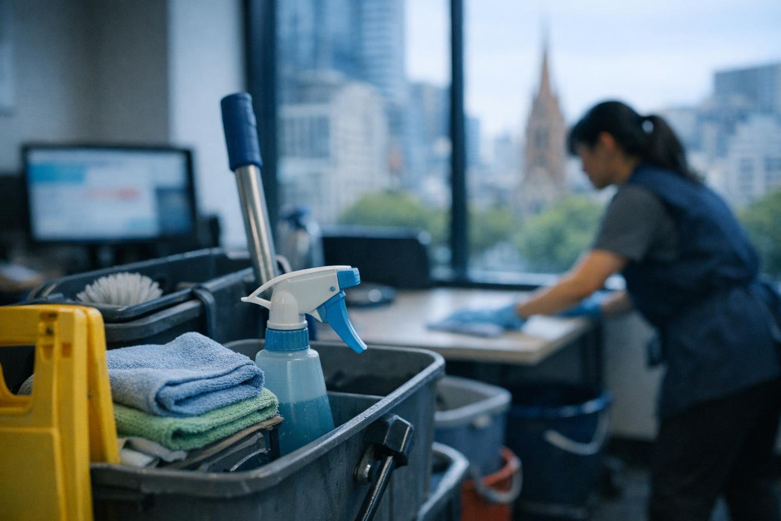 How Microbial Contamination Removal applies to Office Cleaning services in Melbourne CBD, Australia — practical illustration