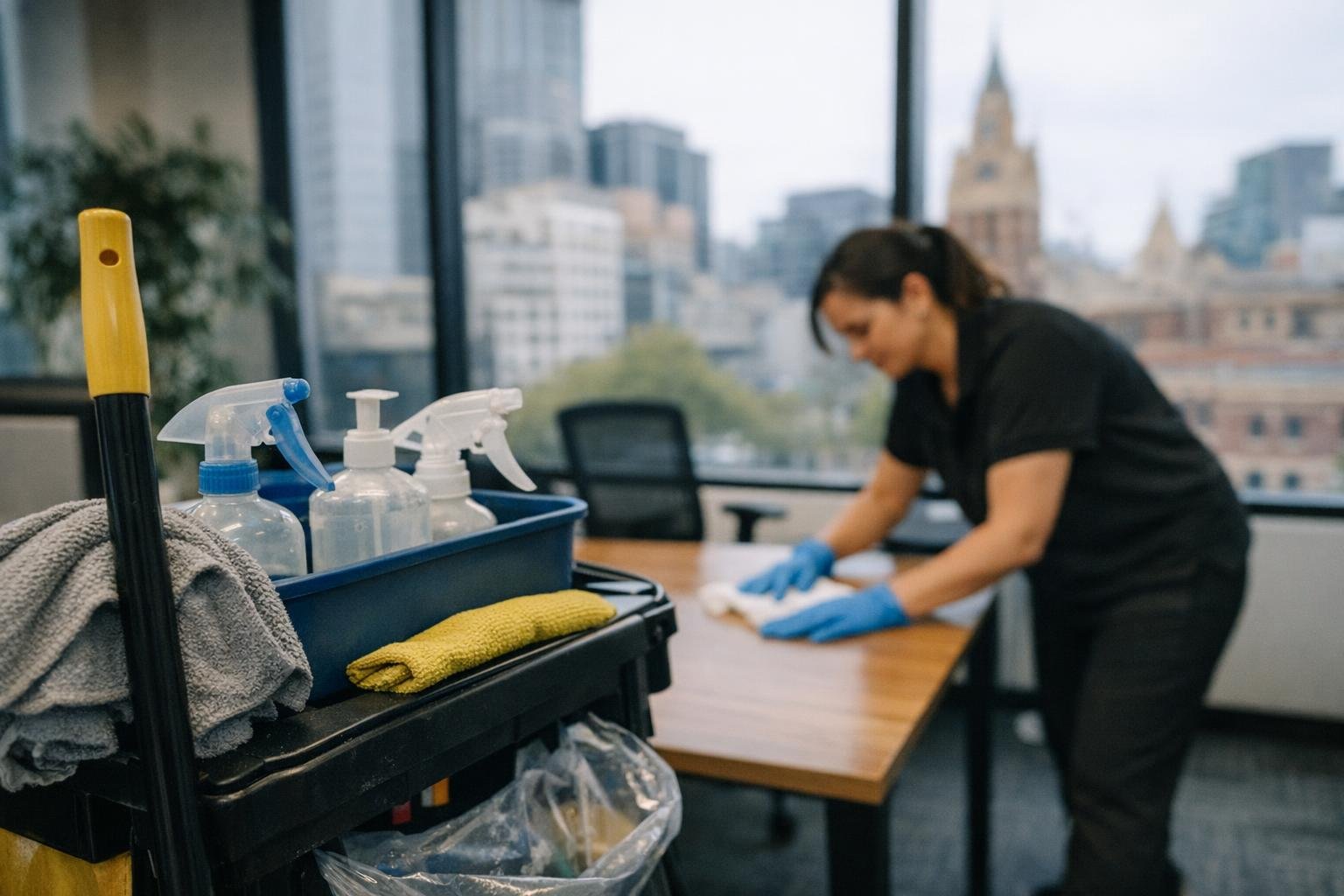 Office Sanitization in Office Cleaning: Office Sanitization is the process of cleaning and treating office surfaces, equipment — visual guide