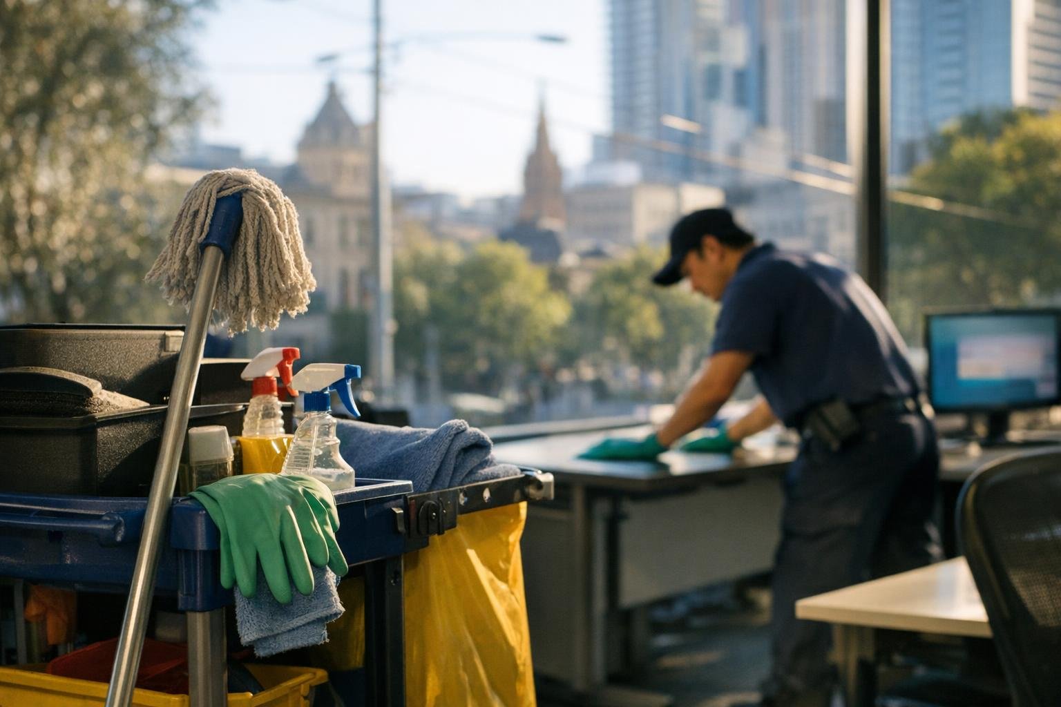 How Workplace Cleanliness Standards applies to Office Cleaning services in Melbourne CBD, Australia — practical illustration